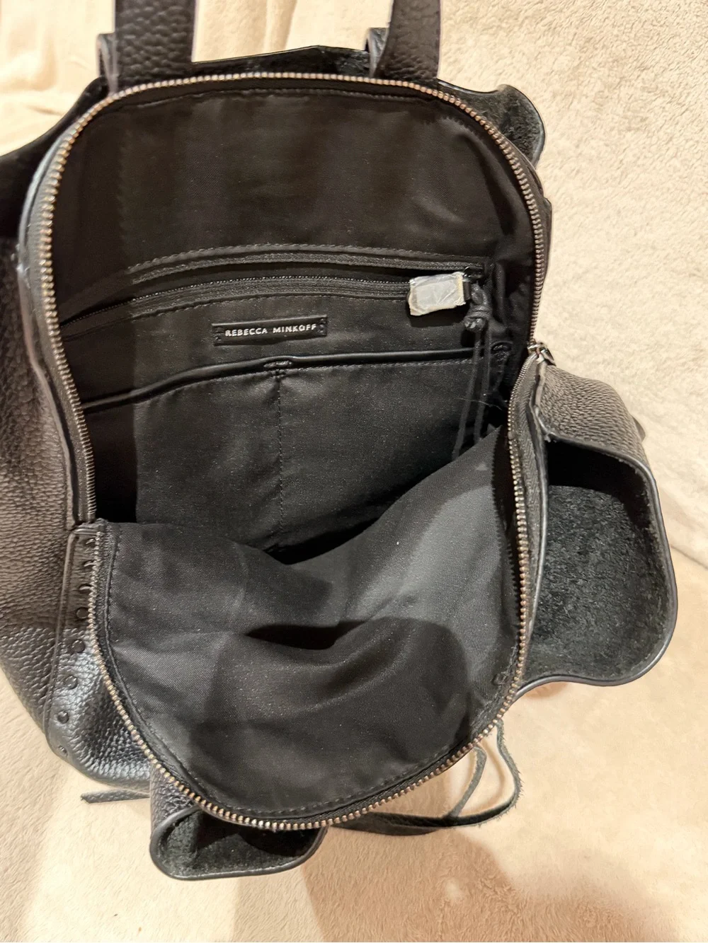 Rebecca Minkoff Black Pebbled Leather Backpack Tote. Flaw see pictures